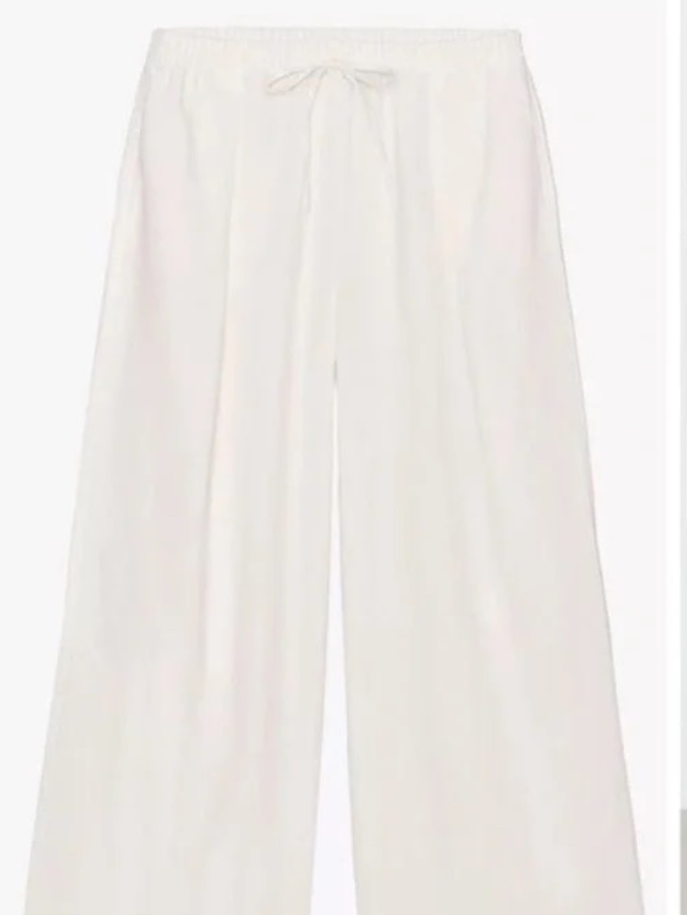Zara Wide Leg Drawstring Pants White Ecru Elastic Waist Women's M - NWOT